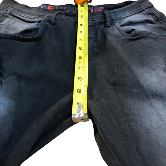 Emporio 10X Black Distressed Cargo Jogger Jeans Size M Slim Fit Denim - Picture 9 of 12